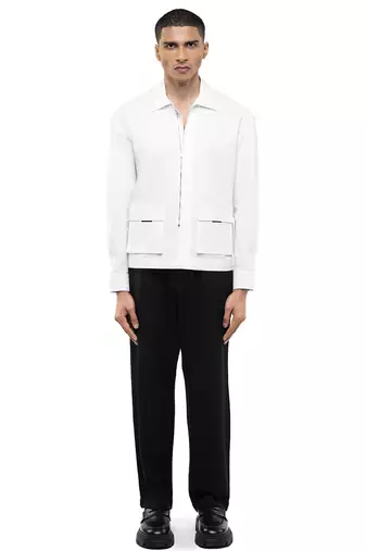 White plain cotton stretch shirt
