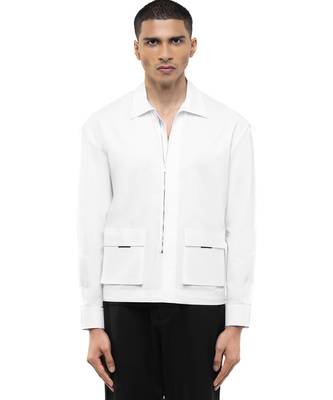 White plain cotton stretch shirt 2