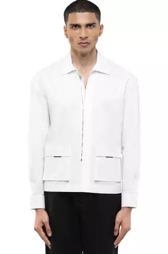 White plain cotton stretch shirt
