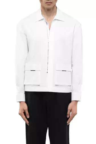 White plain cotton stretch shirt