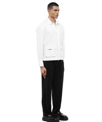 White plain cotton stretch shirt 5