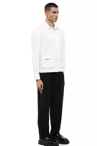 White plain cotton stretch shirt