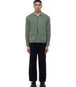 Green plain cotton stretch shirt