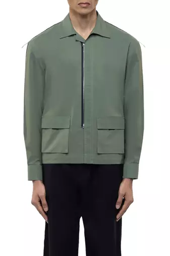 Green plain cotton stretch shirt