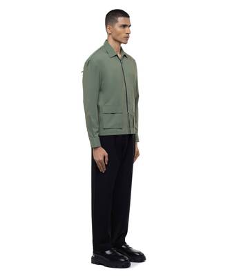 Green plain cotton stretch shirt 4