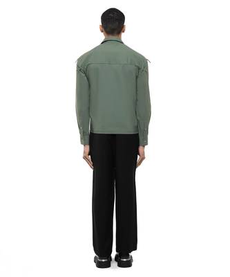 Green plain cotton stretch shirt 5