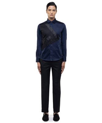 Blue plain cotton shirt 1