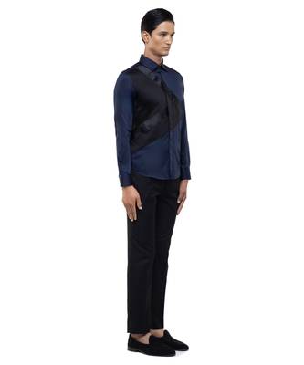 Blue plain cotton shirt 2