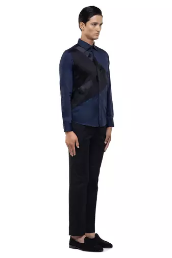 Blue plain cotton shirt