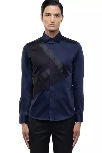 Blue plain cotton shirt