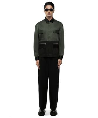 Green plain cotton shirt 1