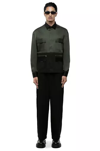 Green plain cotton shirt