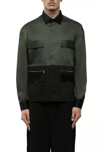 Green plain cotton shirt