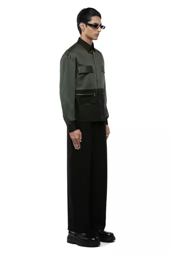 Green plain cotton shirt