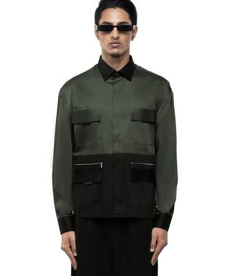 Green plain cotton shirt 5