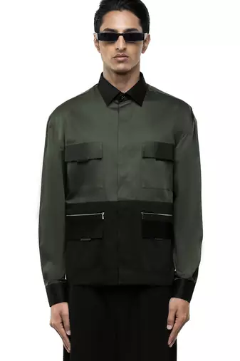 Green plain cotton shirt