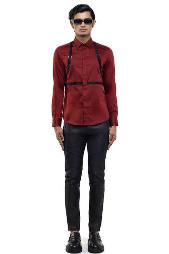 Maroon plain cotton shirt