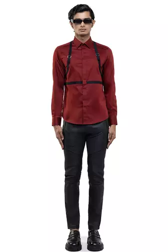 Maroon plain cotton shirt