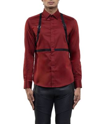 Maroon plain cotton shirt 2