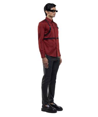 Maroon plain cotton shirt 3