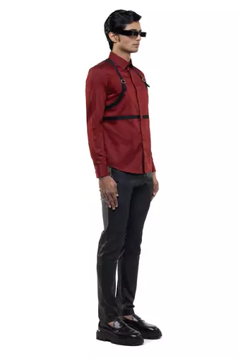 Maroon plain cotton shirt