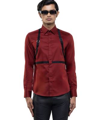 Maroon plain cotton shirt 4