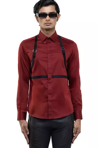 Maroon plain cotton shirt