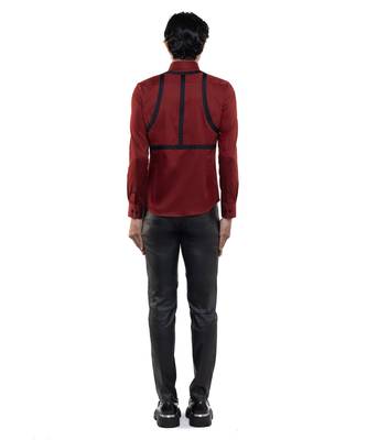 Maroon plain cotton shirt 5