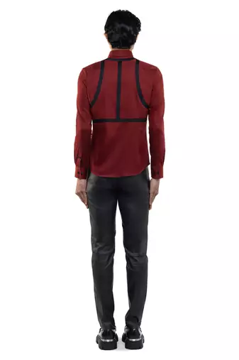 Maroon plain cotton shirt