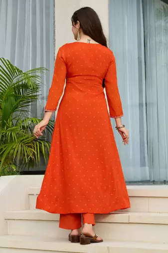 Women's  Embroidery Chinon Flared Kurta Pant and Dupatta Set