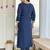 Petrol Blue Kurta Set with Floral Printed Dupatta & Gota Detailing