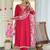 Rani Pink Kurta Set with Floral Printed Dupatta & Gota Detailing