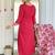 Rani Pink Kurta Set with Floral Printed Dupatta & Gota Detailing