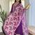 Violate Kurta Set with Floral Printed Dupatta & Gota Detailing