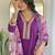 Violate Kurta Set with Floral Printed Dupatta & Gota Detailing