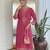 Rani Pink Kurta Set with Embroidered V-Shape Neckline & Floral Dupatta