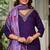 Purple Kurta Set with Embroidered V-Shape Neckline & Floral Dupatta