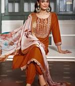 Viscose Rayon Orange Color Embroidery Kurta Set