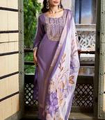 Viscose Rayon Lavendar Color Embroidery Kurta Set