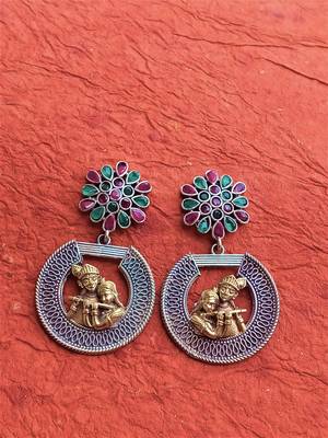 silver brass victorian style drop earrings 2