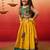 girls' green crepe lehenga set with paisley embroidery - navratri special