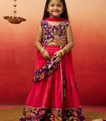 girls' purple crepe lehenga set with paisley embroidery - navratri collection