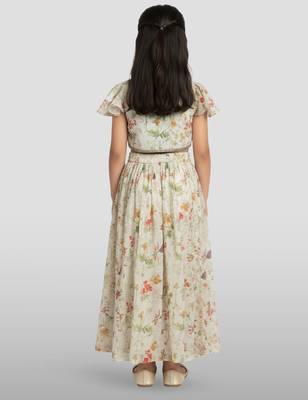 girls cream georgette digital print lehenga choli set - festive ethnic wear for diwali 4