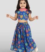 kids blue organza embroidered lehenga set - 