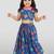 kids blue organza embroidered lehenga set - 