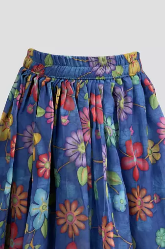 kids blue organza embroidered lehenga set - 