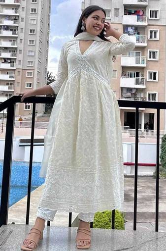 Off White Stitched Kurti Pant Dupatta