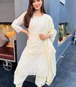 Ivory embroidered Kurti Pant Set