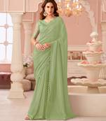 light green rainbow georgett silk blend with embroidery with unstitched blouse