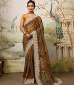 Party Wear Fendy Soft Net Saree with Chikankari Embroidery and Piping Border wedding Festive Wear